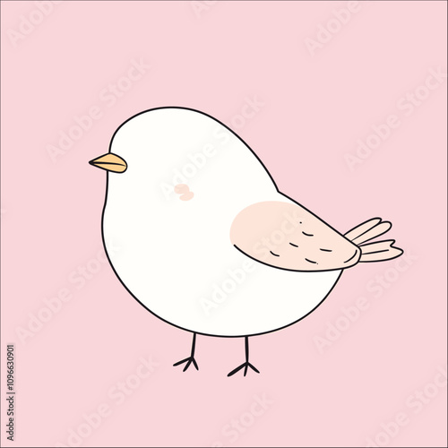 Minimalist Illustration of a Pink Bird on a Plain Background