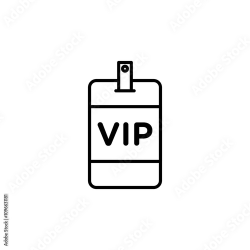 VIP neck tag vector icon outlined style.