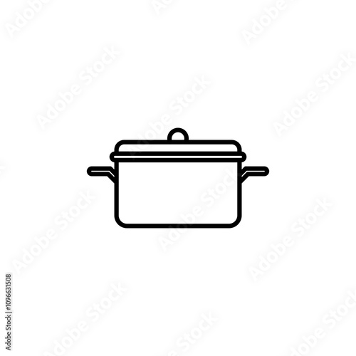 Cooking pot vector icon outlined style.