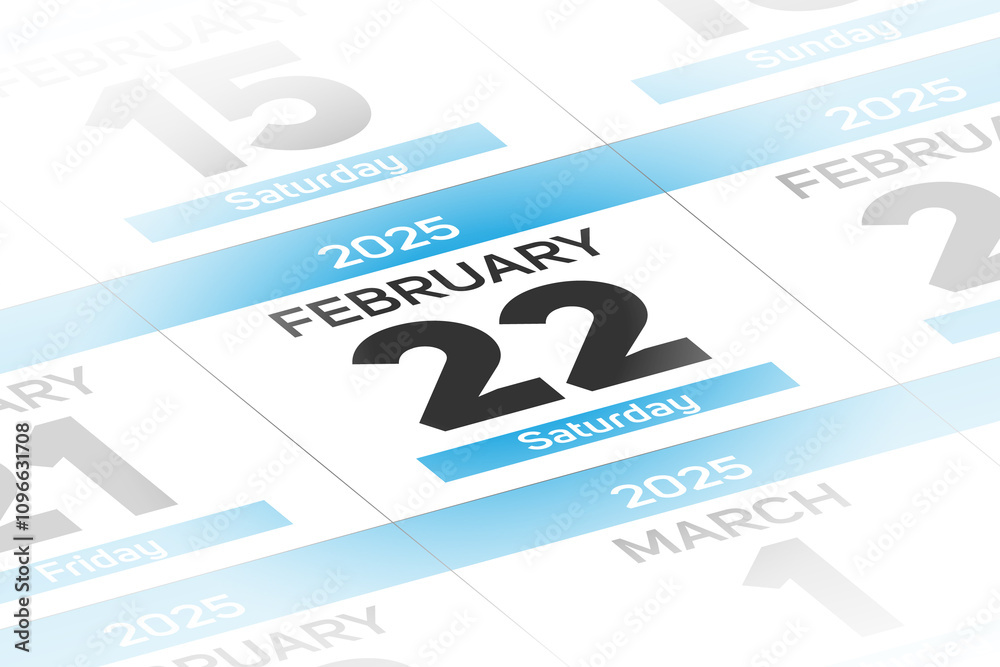 Fototapeta premium 22 February 2025 year date calendar day illustration
