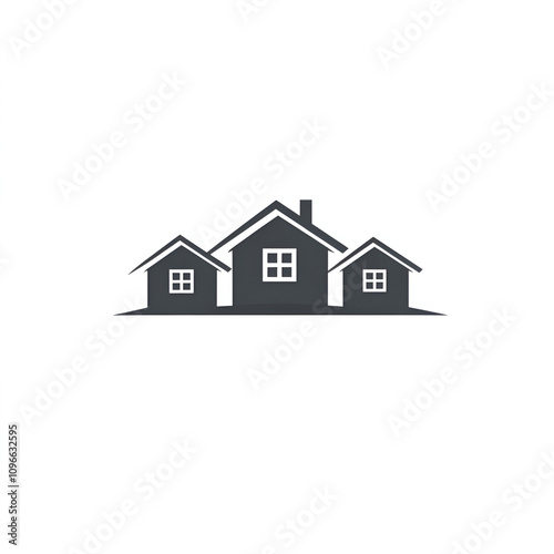 Minimalist Real Estate Logo with Geometric Architectural Elements on White Background