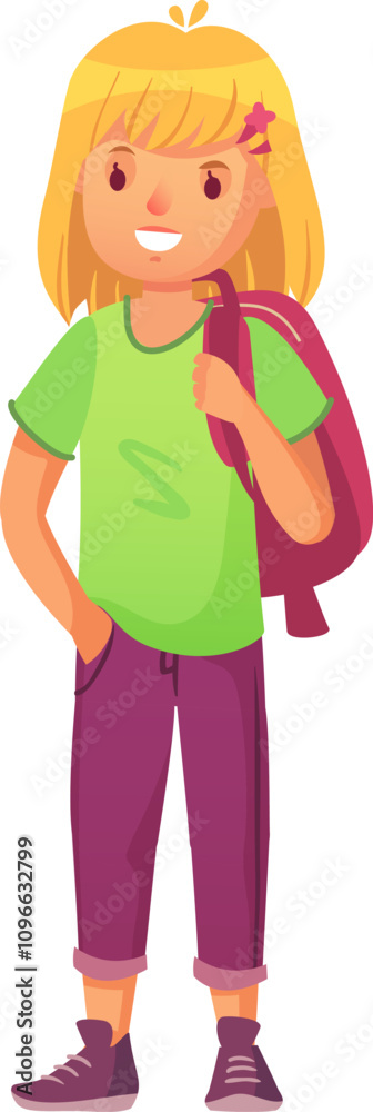 Confident and cheerful student girl carrying a backpack, ready to embark on a new educational journey, symbolizing back to school, learning, and academic success Confident and cheerful student girl carrying a backpack, ready to embark on a new educational journey, symbolizing back to school, learning, and academic success