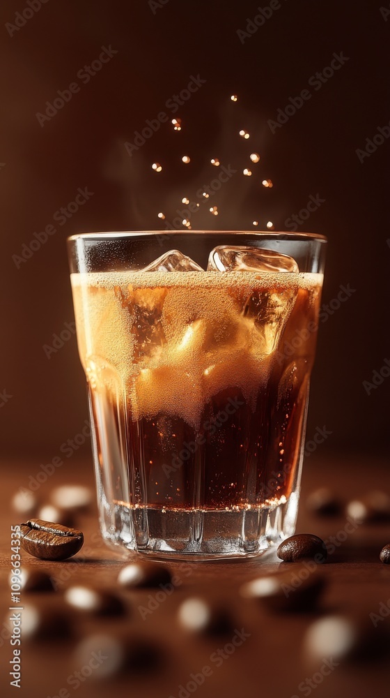 Sparkling Refreshing Drink with Ice Cubes - A Delightful Summer Beverage Sparkling Refreshing Drink with Ice Cubes - A Delightful Summer Beverage