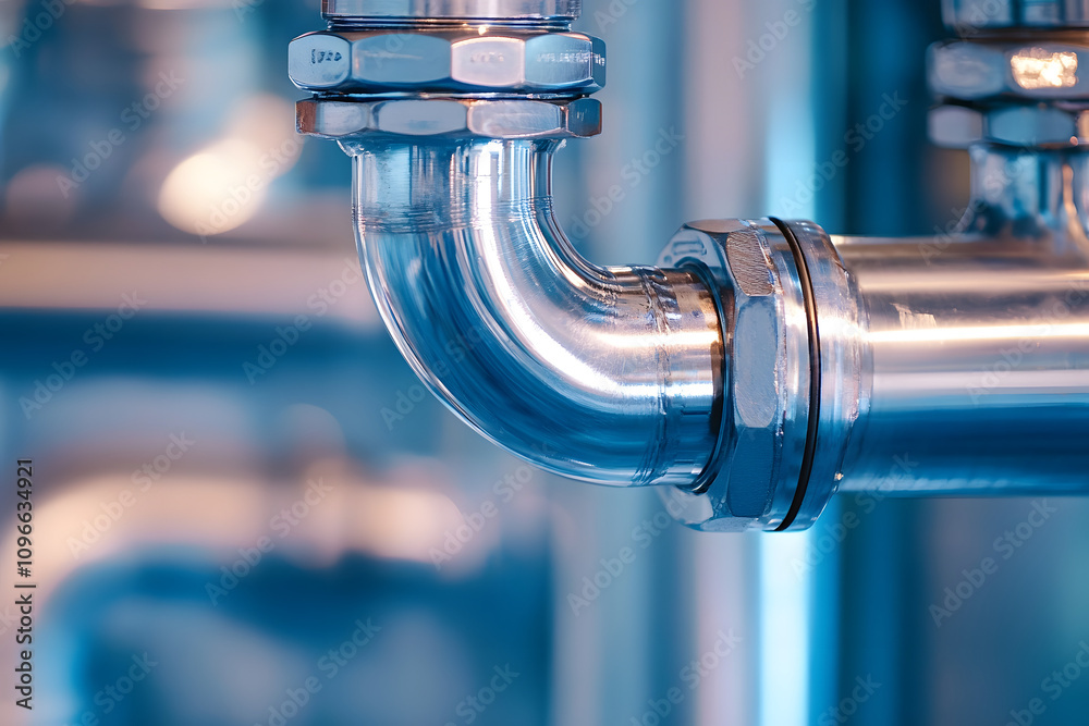 Close-up of shiny stainless steel pipe with fittings in an industrial setting, showcasing plumbing, engineering, fluid systems, durability, and modern construction materials for pipelines
Close-up of shiny stainless steel pipe with fittings in an industrial setting, showcasing plumbing, engineering, fluid systems, durability, and modern construction materials for pipelines