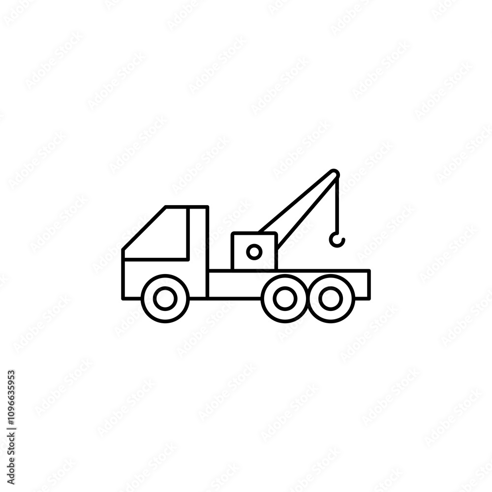 Tow truck vector icon outlined style. Tow truck vector icon outlined style.