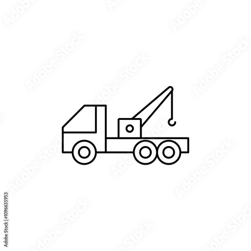 Tow truck vector icon outlined style.