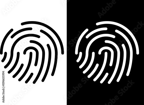 Fingerprint icon set. Security Symbols. mobile dark mode. Finger identity technology concept
