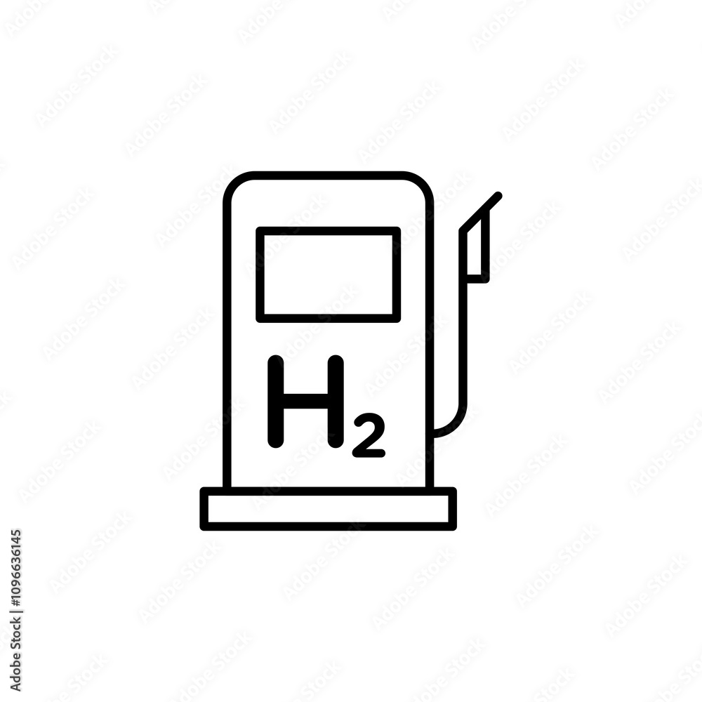 Hydrogen fuel pump vector icon outlined style. Hydrogen fuel pump vector icon outlined style.