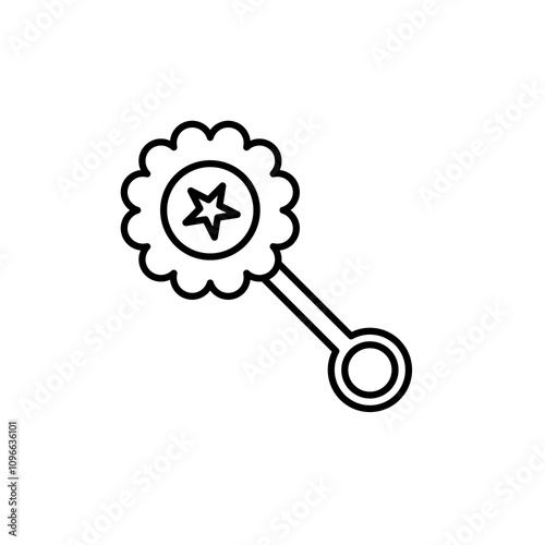 Baby rattle vector icon outlined style.