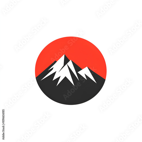 Mountain range icon graphic design digital artwork bold colors modern aesthetic nature inspired logo for branding photo