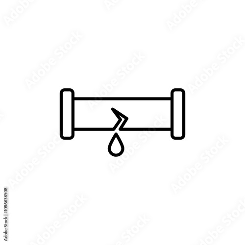 Broken pipe vector icon outlined style.