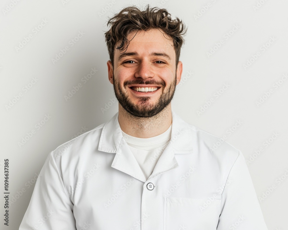 Obraz premium Healthcare professional smiling in clinic setting portrait bright environment optimistic vibe