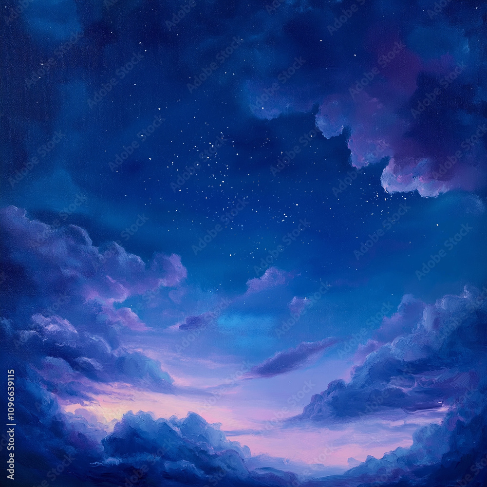A mystical twilight sky with scattered A mystical twilight sky with scattered