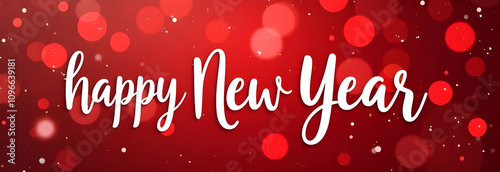 Obraz na płótnie Big white Handwriting thin Letters happy new year over red banner Christmas background w salonie