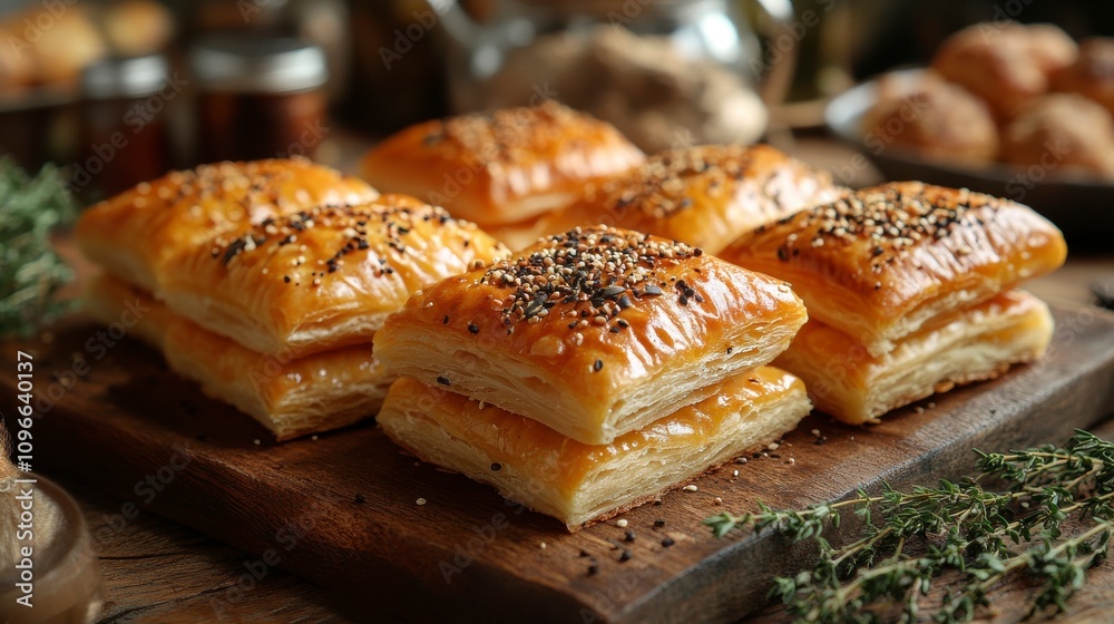 Golden Puff Pastry Squares with Seeds: A Culinary Delight