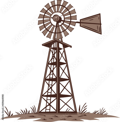 The windmill on white background