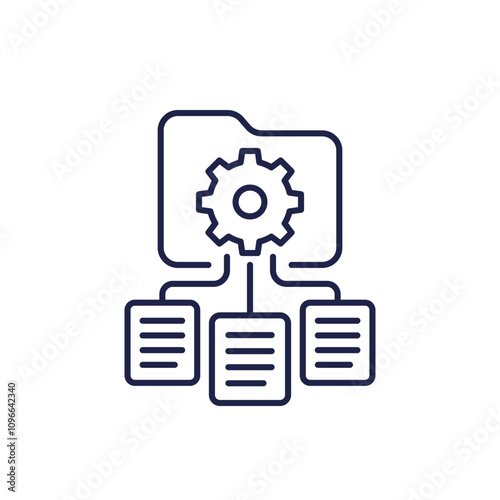 classification line icon with folder, data management vector