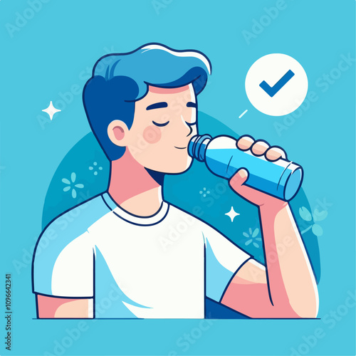 illustration of person drinking water