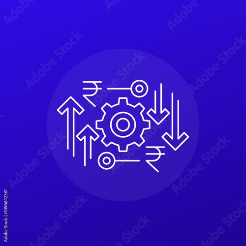 cost effective line icon with rupee, vector