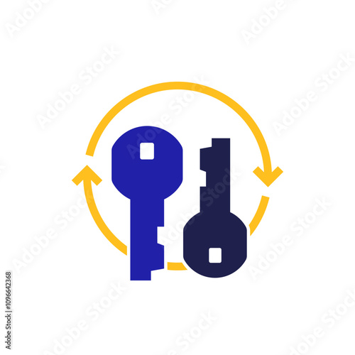change keys icon with arrows, security and encryption concept