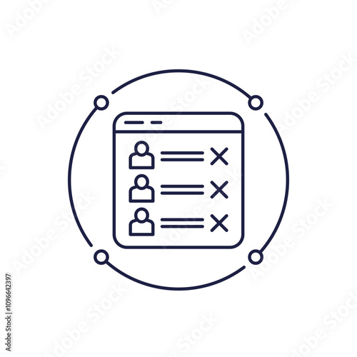 blocked users list icon, line vector