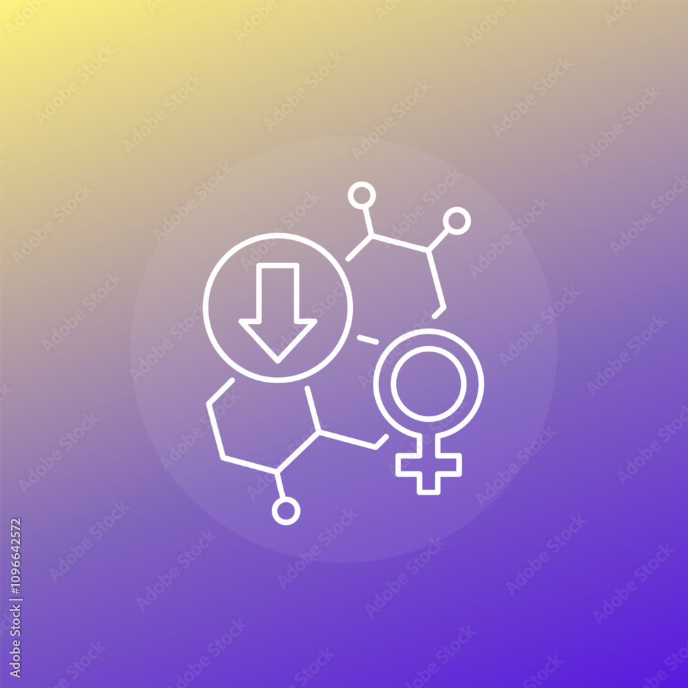 low reproductive hormones icon, decreased estrogen line vector