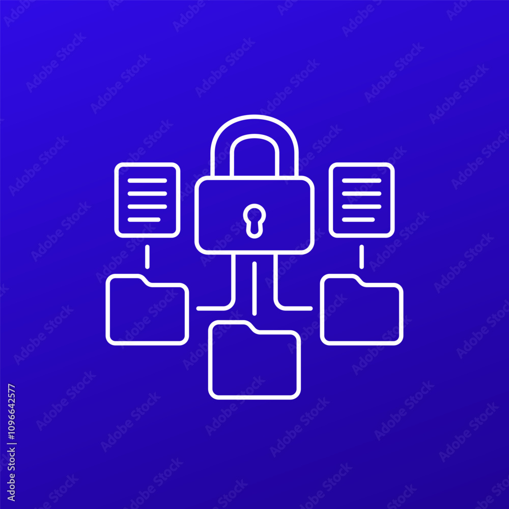 locked folders icon, document protection and data security, line vector design locked folders icon, document protection and data security, line vector design