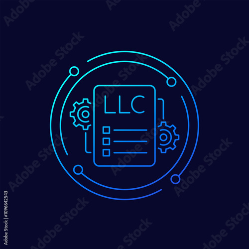 LLC application icon, Limited Liability Company, linear design