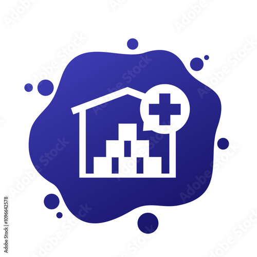 medical warehouse icon, storage facility vector