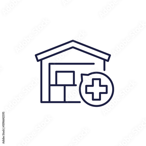 medical warehouse line icon on white