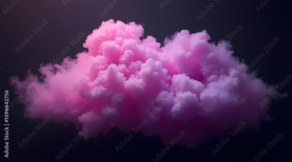 Fototapeta premium Purple and pink fluffy pastel smoke cloud on black background