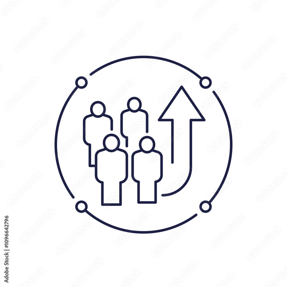 team growth line icon with people team growth line icon with people
