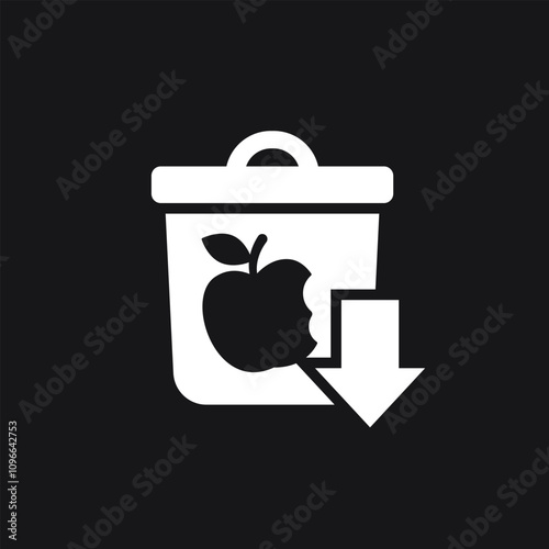 reduce food waste icon with a trash bin, vector pictogram