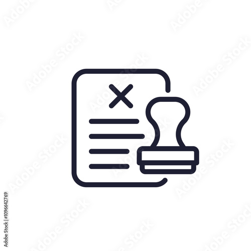 rejected document icon with a stamp, line design