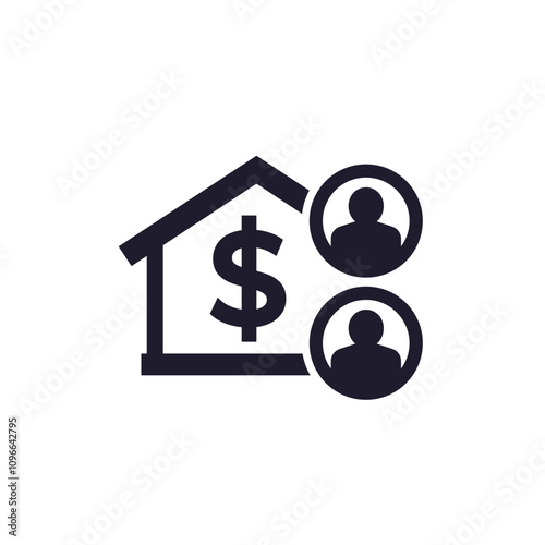 tenants and rent payment icon with house