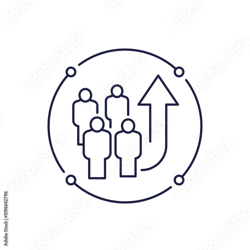 team growth line icon with people