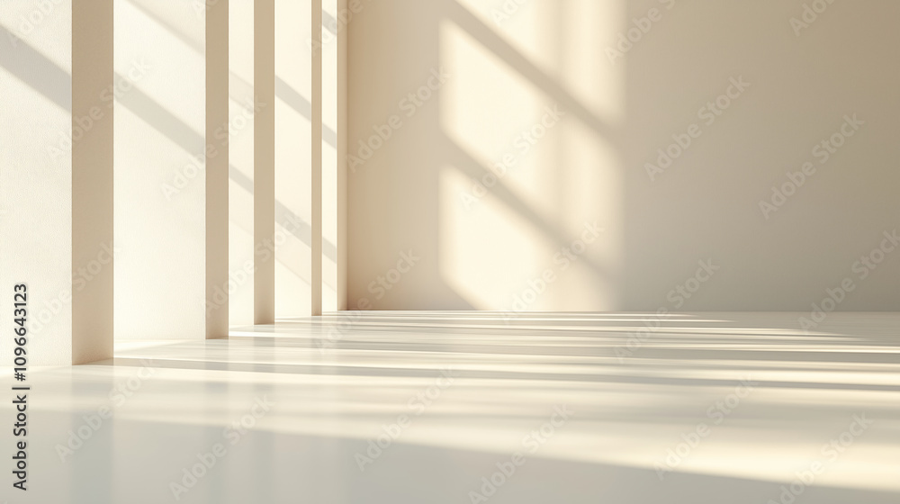 Fototapeta premium Curved walls with gentle light in a minimalist interior