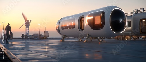 A futuristic visualization of renewablepowered space exploration systems photo