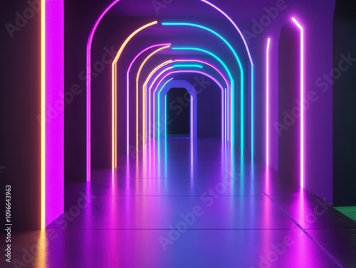 Neon Light Tunnel: A Vibrant Architectural Passageway