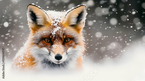 Red Fox in Winter Wonderland: A Stunning Snowfall Background