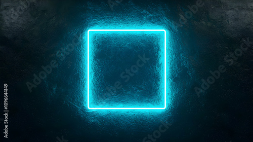 A glowing blue square outline against a dark background, creating a modern and futuristic aesthetic.