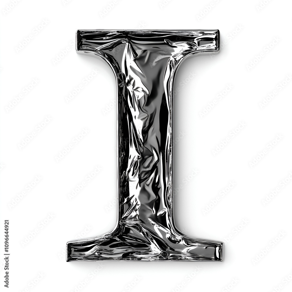 Metallic typography logo of letter i creative design graphic art modern style close-up view contemporary aesthetic