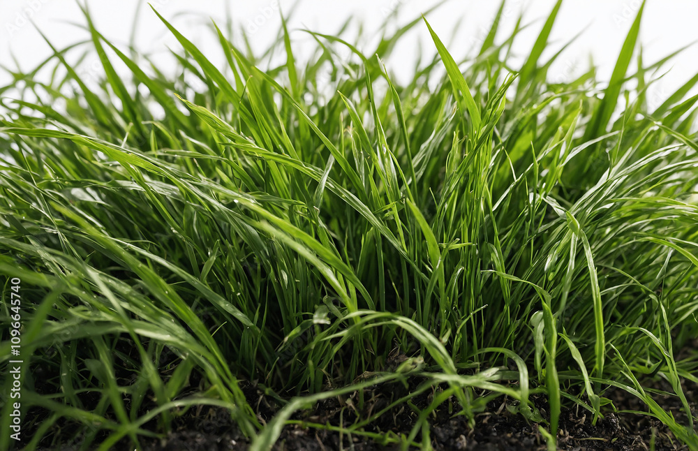 Fototapeta premium green grass in the wind on white background