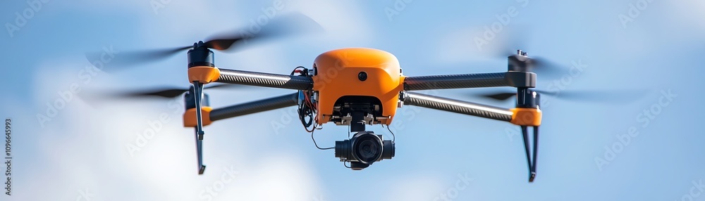 A wind turbine maintenance drone performing repairs midflight A wind turbine maintenance drone performing repairs midflight