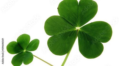 A Four Leaf Clover on White Background - A Symbol of Luck and Nature's Delight. The Green Four Leaf Clover Standing Out Against the Purity of White, with Its Delicate Leaves and Promising Aura. 