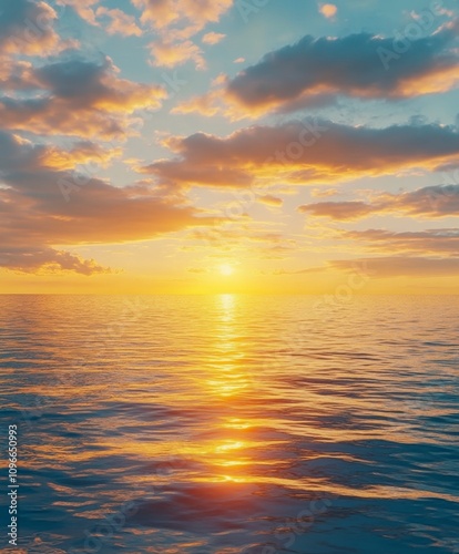 Breathtaking Sunset Over the Vast Ocean: A Stunning Seascape