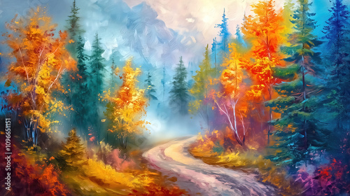 An autumn trees with orange...