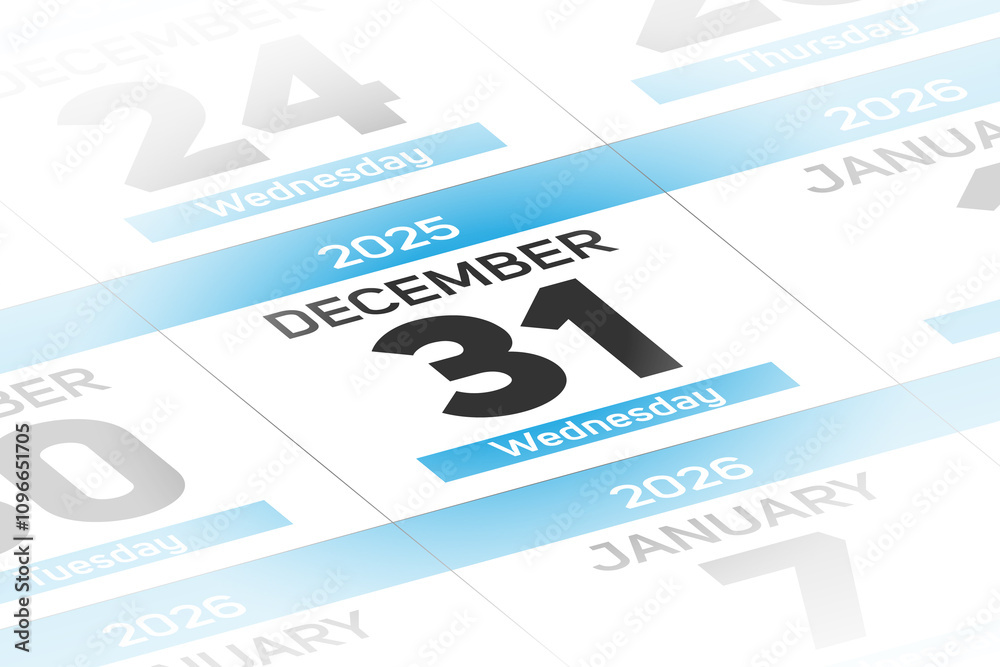 Fototapeta premium 31 December 2025 year date calendar day illustration