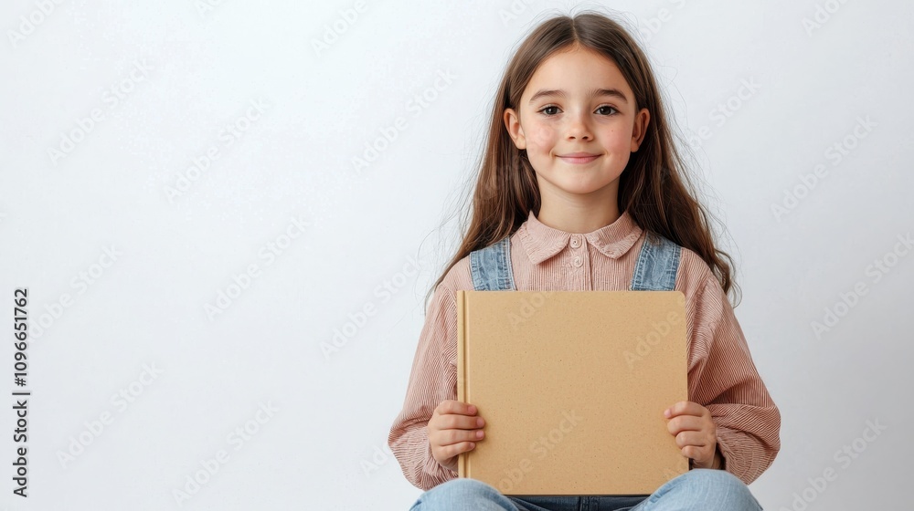 Young girl smiling indoor studio portrait neutral background joyful expression childhood celebration Young girl smiling indoor studio portrait neutral background joyful expression childhood celebration
