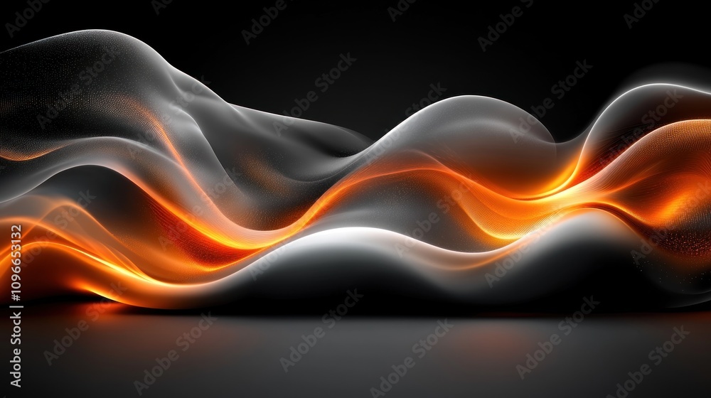 Abstract Orange and Gray Waves: A Digital Art Piece Abstract Orange and Gray Waves: A Digital Art Piece